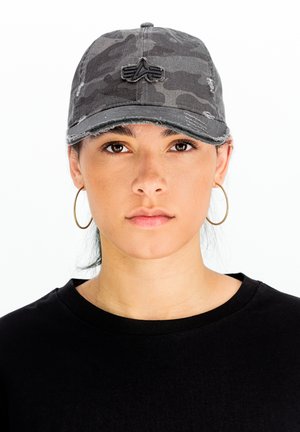 Alpha Industries, DISTRESSED LOGO CAMO - Cap - black camo