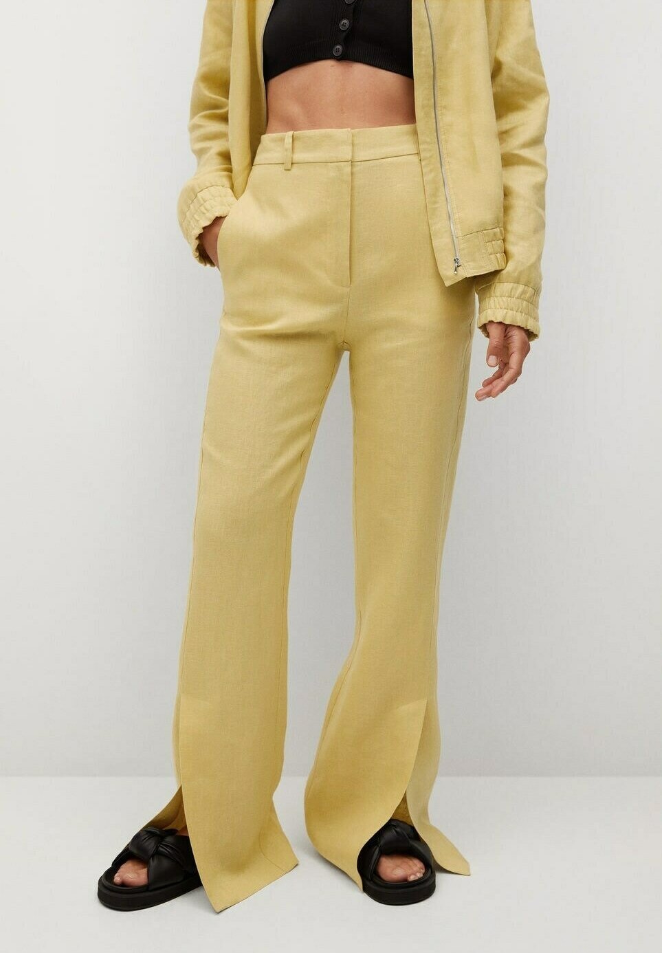 Mango Pantalones - mustard/mostaza - Zalando.es