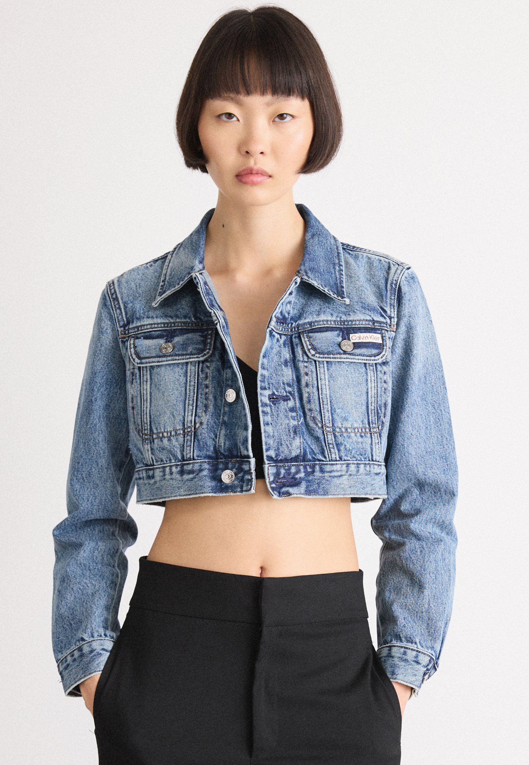 Calvin Klein Jeans CROP 90S JACKET - Denim jacket - blue/blue 