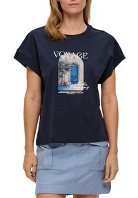 s.Oliver MIT KAPPÄRMELN - T-shirt print - tiefblau