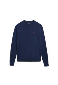 Navyblauwe sweatshirt van katoen, met een ronde halslijn, lange mouwen en een klein logo op de borst. Soepele textuur met geribde manchetten.