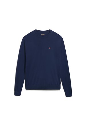 Navyblauwe sweatshirt van katoen, met een ronde halslijn, lange mouwen en een klein logo op de borst. Soepele textuur met geribde manchetten.