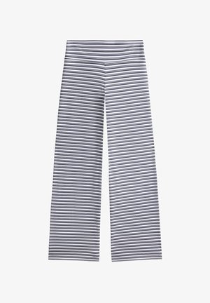 OYSHO, HIGH-RISE COMFORTLUX STRIPED STRAIGHT-LEG TROUSERS - Pantalon classique - metallic blue