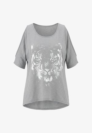 Angel of Style, T-SHIRT, A-LINE, TIGER PRINT, BATWING SLEEVES WITH SLIT - Printtipaita - lead grey