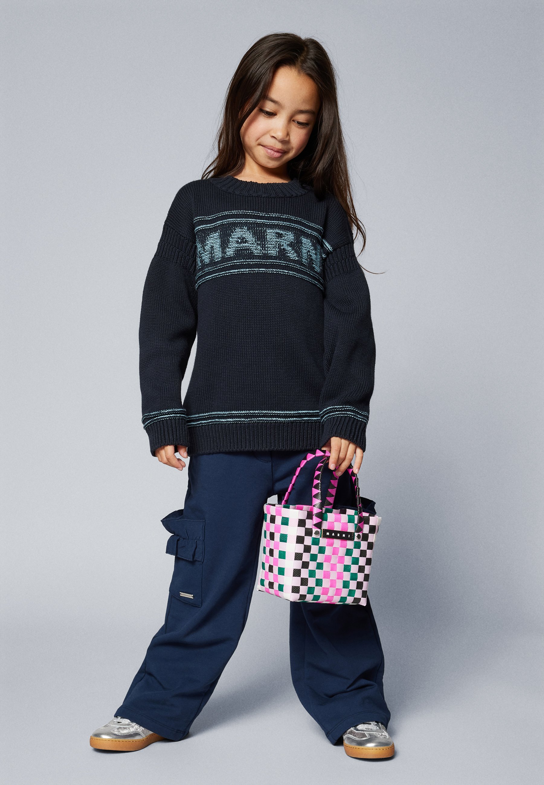 Marni MICRO BASKET BAG UNISEX - Sac à main - lilac/black/pine