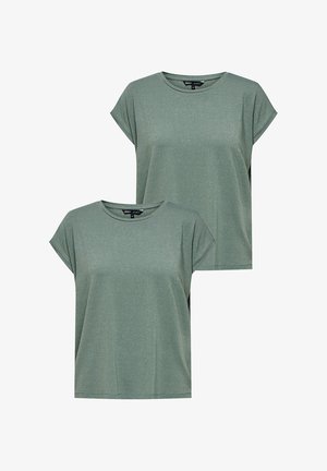 ONLY 2ER PACK-SET MODISCHES MIT GLITZER NAHT RUNDHALS - T-Shirt basic - dunkelgrün