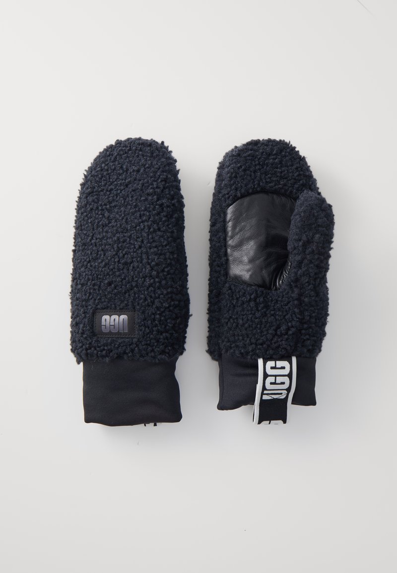 UGG FLUFF MITTEN WITH LOGO TAPE - Moufles - black