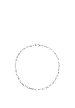 Silberne Halskette mit verlängerten Gliedern, hochglänzender Oberfläche und einem Karabinerverschluss für sicheren Tragekomfort.