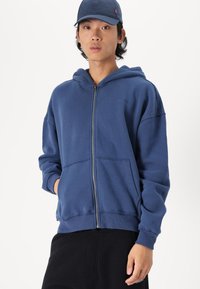 Hollister Co. BOXY LOGO - Felpa con zip - dark denim