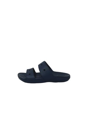 Sandali slide blu navy in plastica leggera, con due ampie fasce traforate e plantare testurizzato per il comfort.