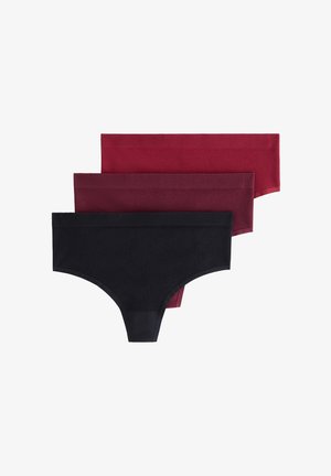 Lindex, SEAMLESS RIB BRAZILIAN HIGH 3-PACK - Tanga - dark red