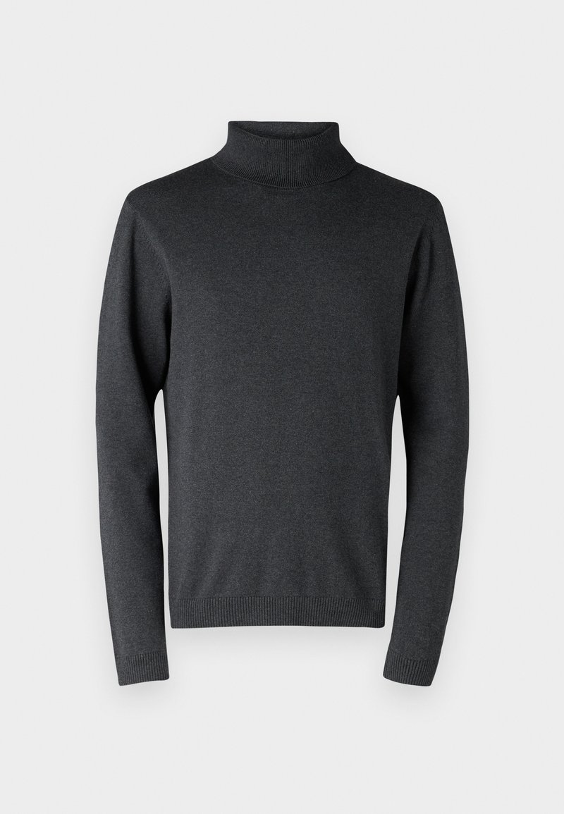 Jack & Jones JJEBASIC KNIT ROLL NECK NOOS - Jumper - dark grey melange ...