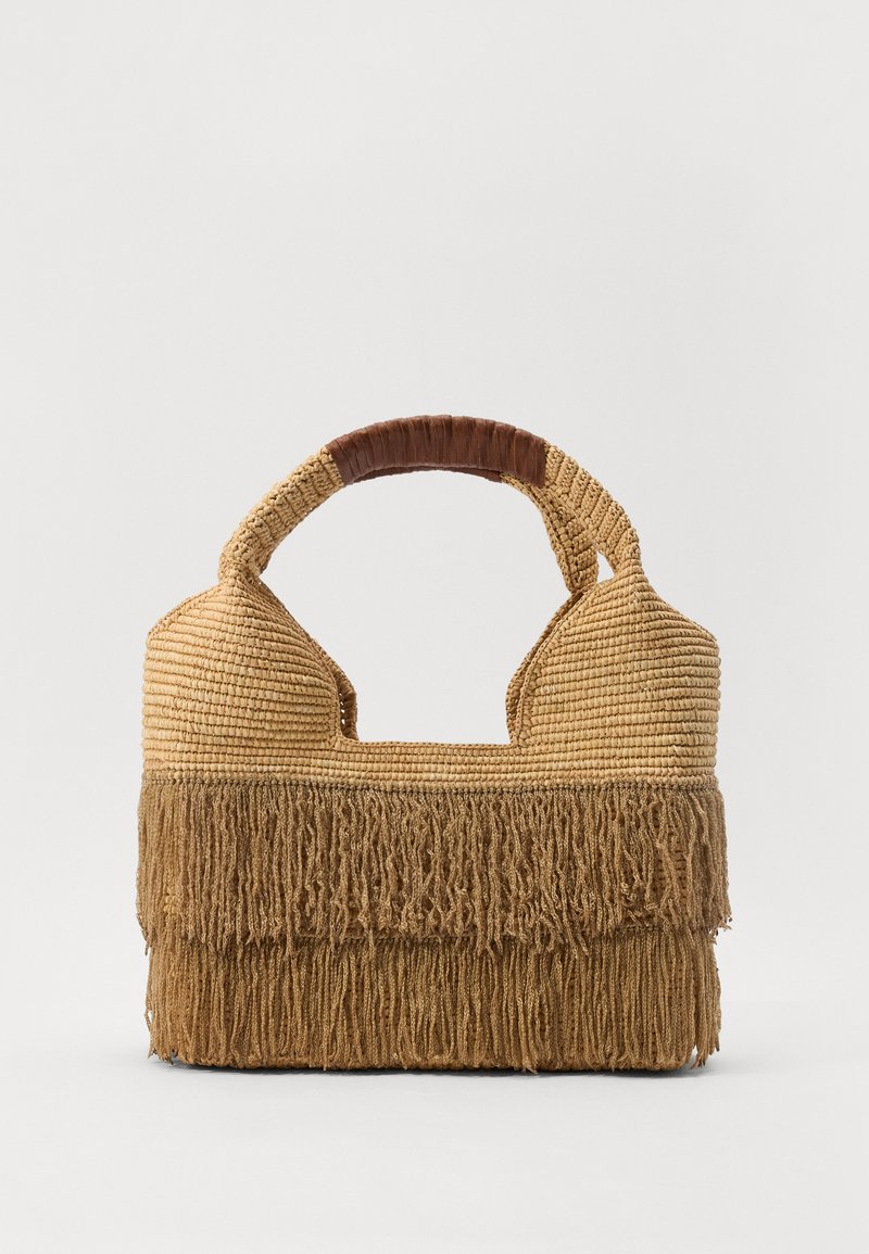 Sensi Studio FRINGED BEACH BASKET - Handtas - beige/camel