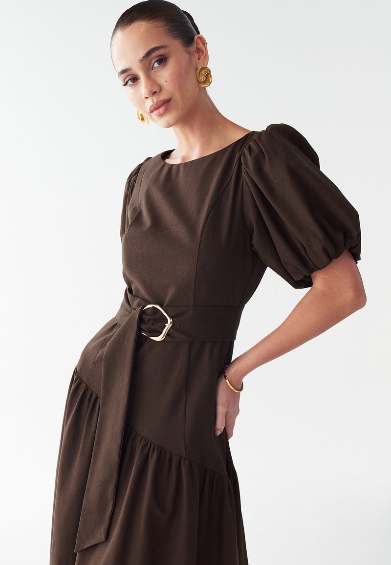 chinese dress ladies ELONA maxi linen summer dress in dusty pink – • unlined • main image 0