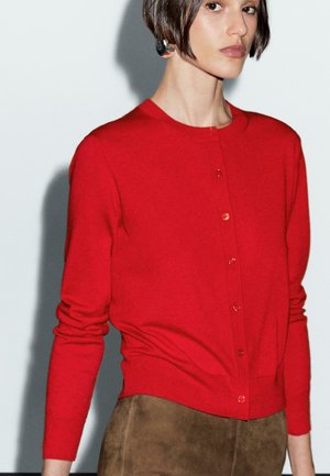WITH CREW NECK - Strickjacke - red