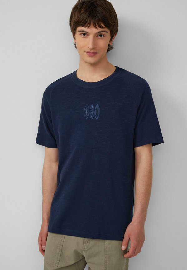 RAGLAN MIT FLAMMGARNSTRUKTUR UND STICKEREI - T-Shirt print - tiefblau