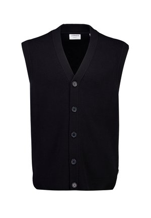 V-NECK BUTTON SLIPOVER - Maglione - black