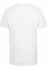 Camiseta de algodón blanca, de mangas cortas, cuello redondo, textura suave, sin gráficos ni patrones visibles, dobladillo recto estándar.