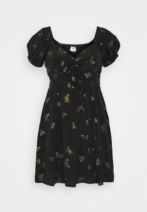 SWEETHEART MINI DRESS - Denní šaty - black/gold metallic