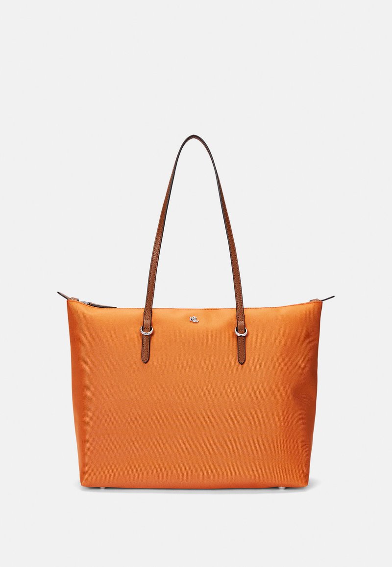 Lauren Ralph Lauren NYLON MEDIUM KEATON TOTE BAG - Bevásárlótáska - bright rust orange/tan