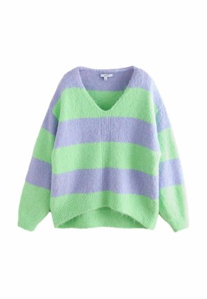 RELAXED FIT SOFT TOUCH V-NECK  - Pulover - purple green stripe