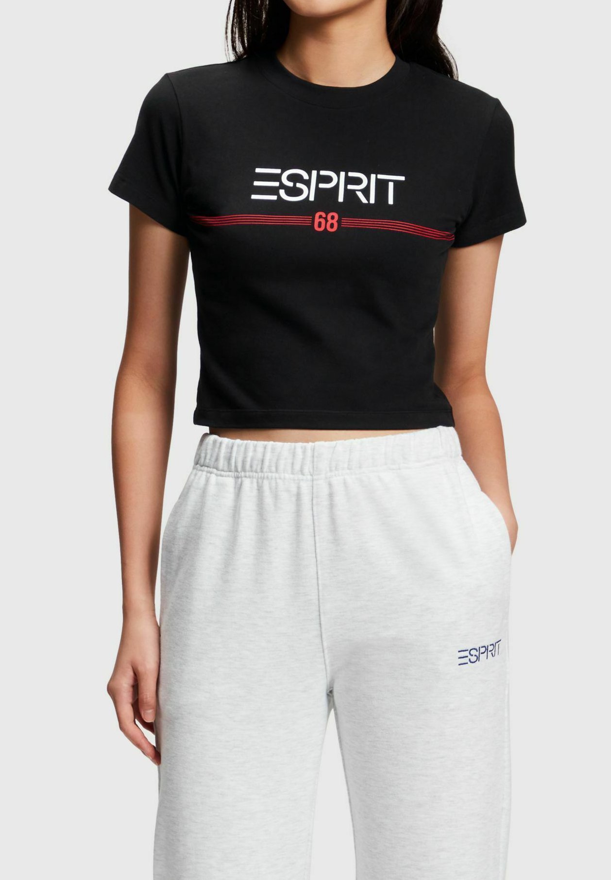 Esprit CROPPED - T-shirt print - black/zwart - Zalando.nl