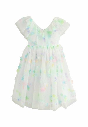 REGULAR FIT - 3D FLOWER RUFFLE  - Cocktailjurk - white