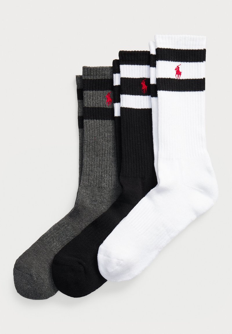 Polo Ralph Lauren CLASS STRIPE CREW UNISEX 3 PACK - Κάλτσες - black/heather grey/white