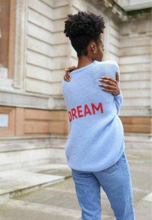 AMERICANDREAMS, SILJA - Πουλόβερ - light blue w coral red letters dream