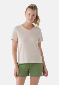Smartwool V-NECK SHORT SLEEVE TEE - Jednoduché tričko - almond