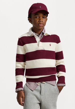 STRIPED COTTON RUGBY JUMPER - Trui - classic wine/antique cream