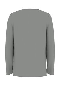 Langarmhemd in Hellgrau. Aus weichem Stoff mit glatter Textur. Hat ein einfaches Design und einen runden Halsauschnitt. Keine sichtbaren Logos oder Muster.