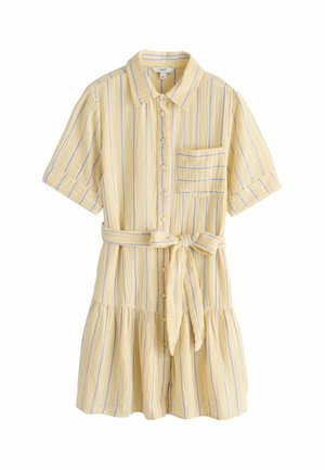 Next, TALL FIT - SHORT SLEEVE TIE WAIST SHIRT DRESS  . - Blusenkleid - yellow blue stripe