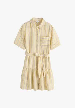 Next, TALL FIT - SHORT SLEEVE TIE WAIST SHIRT DRESS . - Blusenkleid - yellow blue stripe