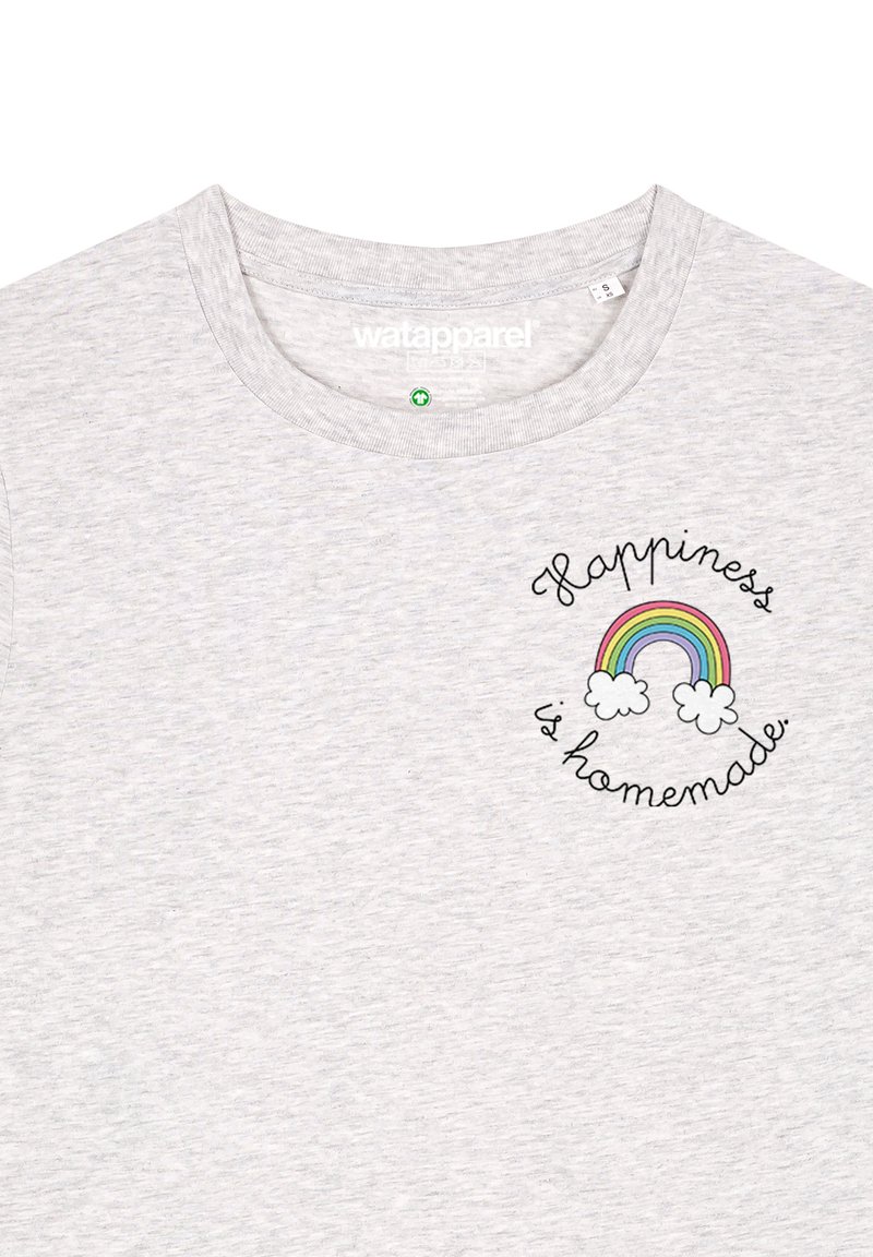 watapparel HAPPINESS IS HOMEMADE Print T-shirt cool heather