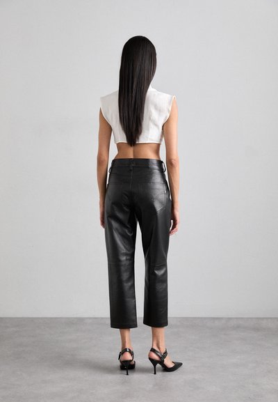 Dondup KOONS BUTTON - Nahkahousut - black