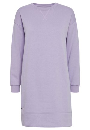Lila sweatshirt jurk gemaakt van zachte stof, met lange mouwen, een ronde halslijn en een geribbelde zoom met een klein logo accent.