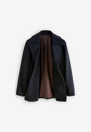 Mari indigo vilnos paltas su iškirptu apykakle ir ilgomis rankovėmis. Viduje yra ruda pamušalas su deimantų raštu.