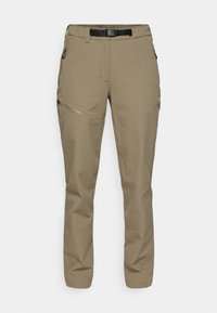 Χακί παντελόνι εξωτερικής χρήσης με ελαστική μέση και μαύρη ζώνη. Διαθέτει πλαϊ�νές τσέπες με φερμουάρ και μαλακό, υφασμάτινο υλικό.