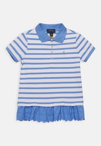 Polo Ralph Lauren RUFFLE-KNIT - Vestito casual - harbor island blue/white