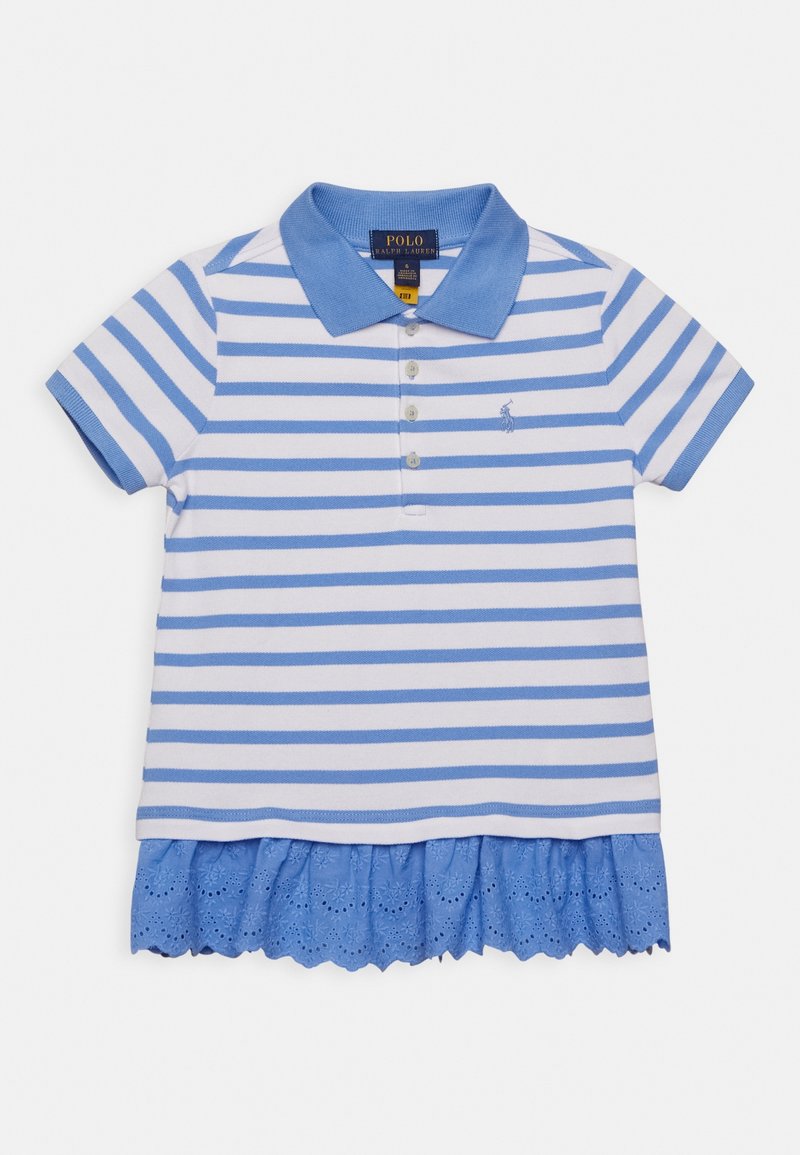 Polo Ralph Lauren RUFFLE-KNIT - Vestito casual - harbor island blue/white