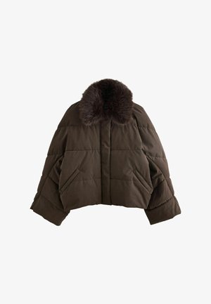 Next, PETITE FIT - CROPPED BATWING SLEEVE JACKET - Winterjas - chocolate brown