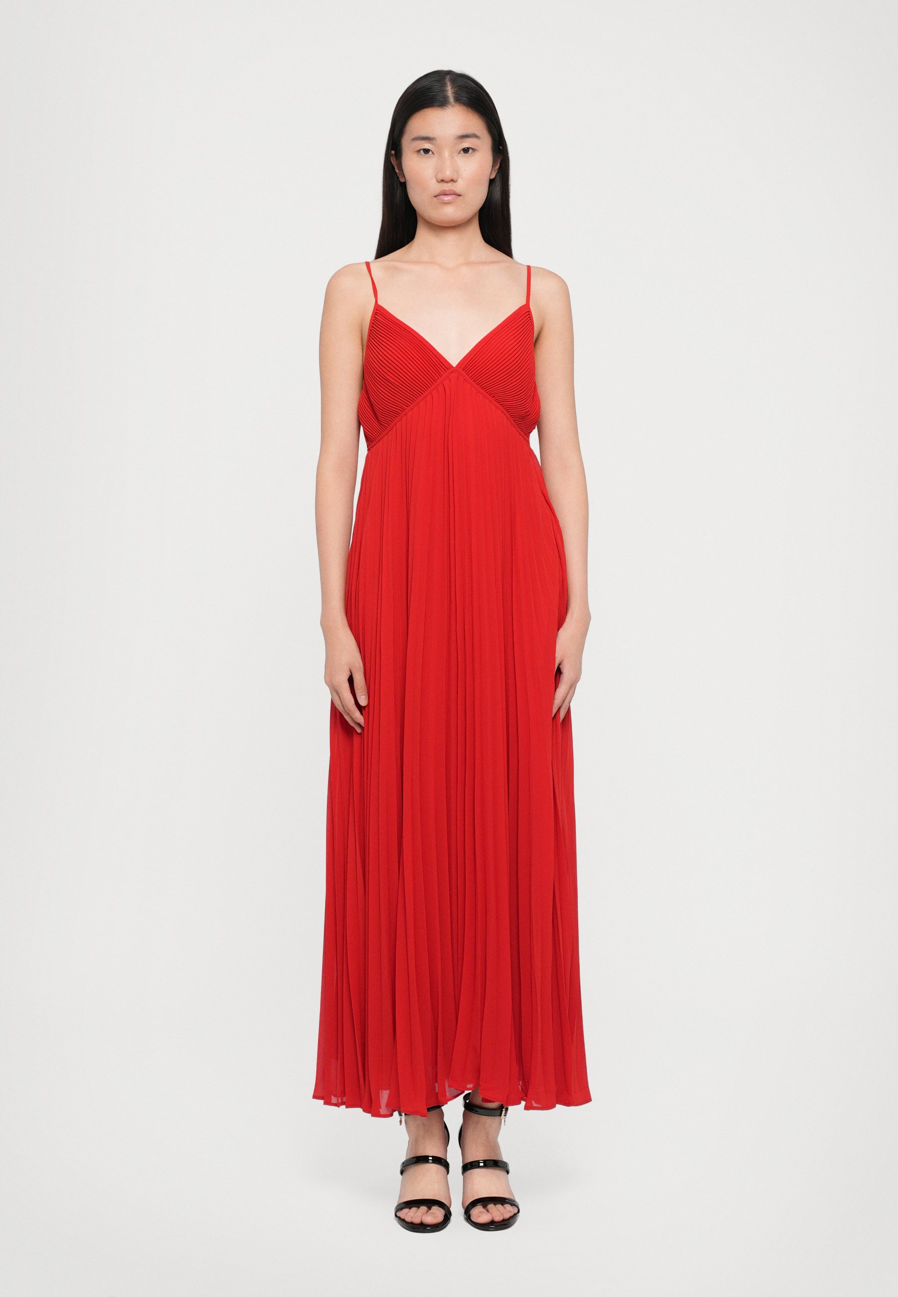 strapless open back dress Nyra Slip Satin Maxi Dress