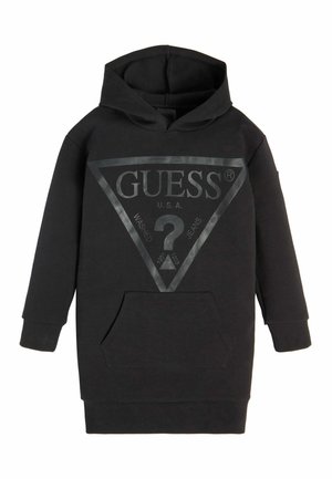 Svart hooded sweatshirt med framficka, med en stor triangelgrafik i en mörkare nyans. Tillverkad av mjukt tyg, långa ärmar.
