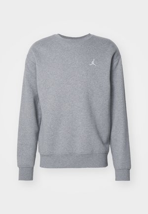 Grijze katoenen sweatshirt met een ronde hals, lange mouwen en geribbelde manchetten. Heeft een witte geborduurde logo op de linkerborst.