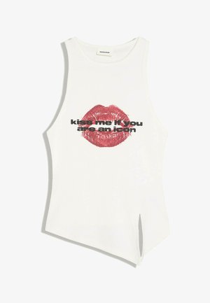 Bershka, PRINTED SLEEVELESS ASYMMETRIC - T-SHIRT - Débardeur - white