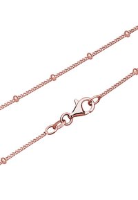 Lănțișor de gât din aur roz cu un design texturat, având mărgele rotunde mici dispuse pe întreaga lungime și un închizător tip homar.