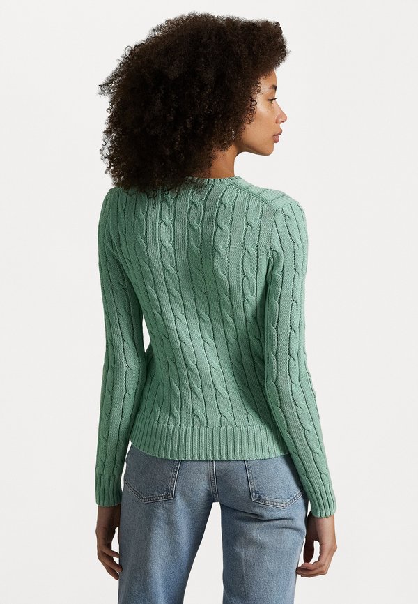 Cable Knit Cotton Crewneck Sweater - Jumper - celadon4