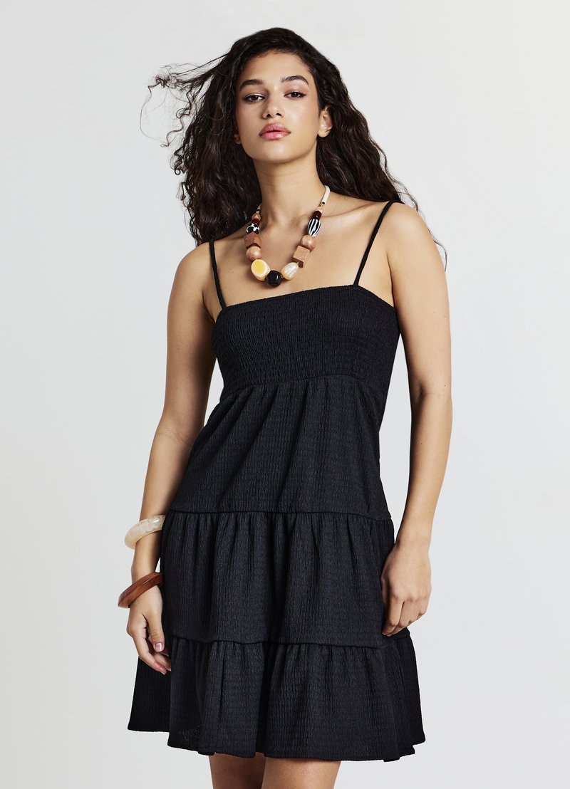Calliope CORTO PUNTO SMOCK - Freizeitkleid - ultrablack