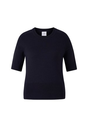 Haut tricoté à manches courtes en rouge marine, avec un col rond, des épaules sans couture, une texture lisse et un ourlet légèrement côtelé.